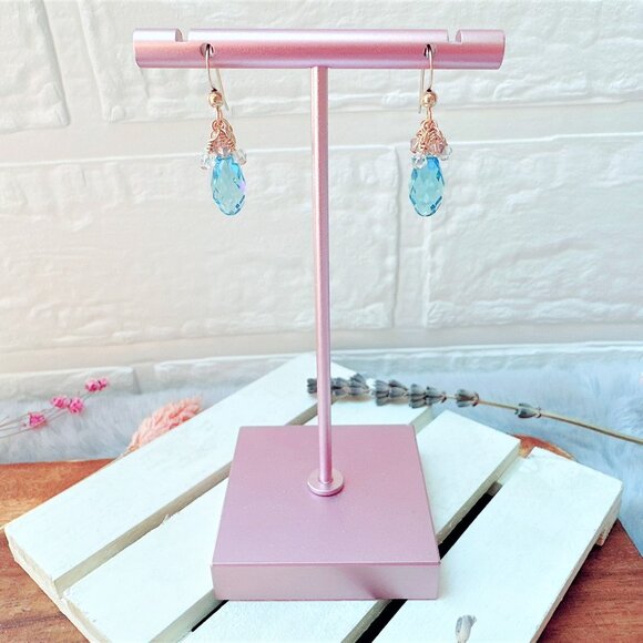 New Cute Briolette Crystal Cluster Earrings | Handmade in BC - Picture 3 of 4